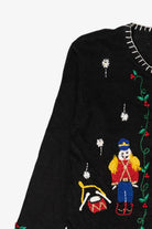 Vintage Black Nutcrackers Ugly Christmas Cardigan (1990s)