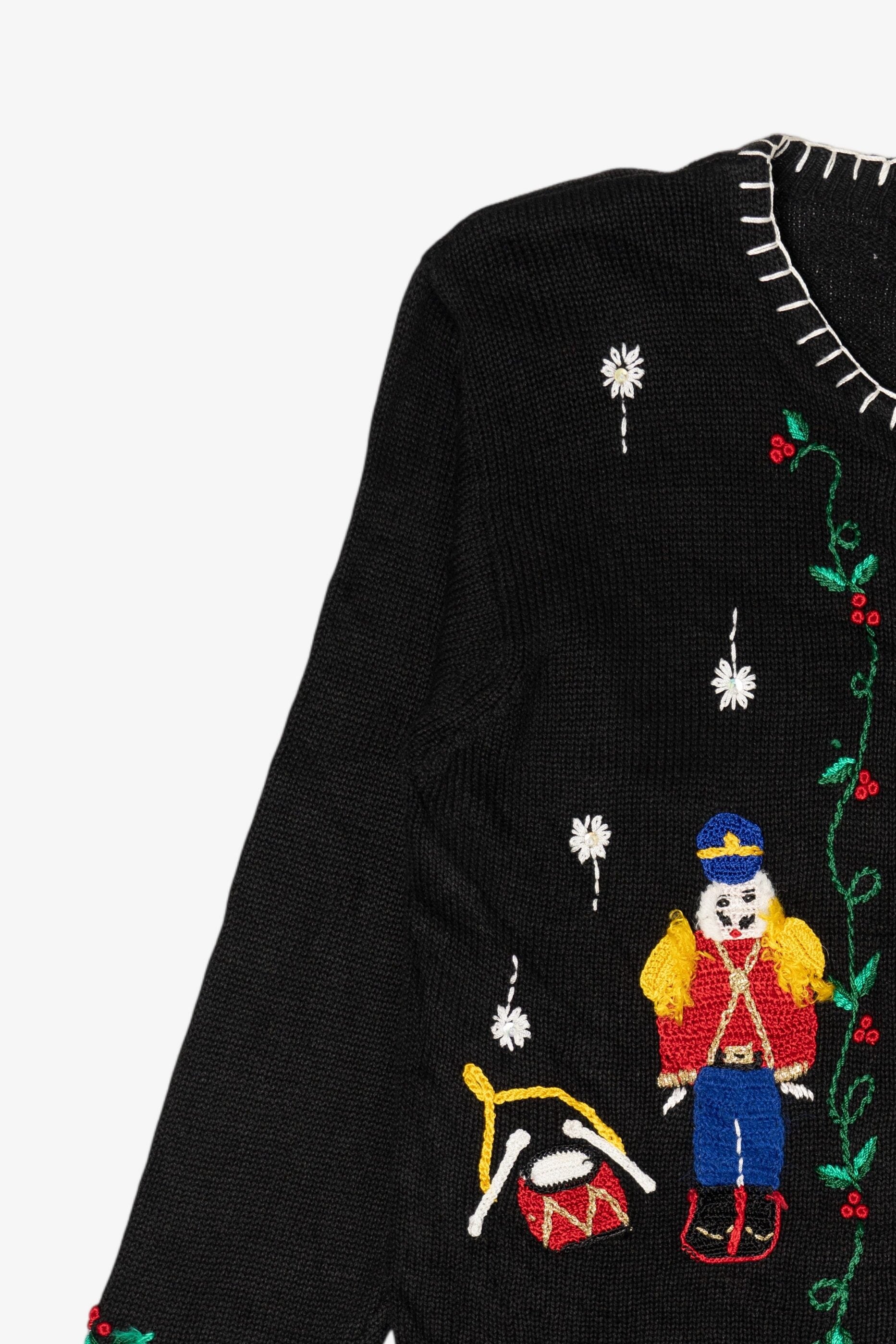 Vintage Black Nutcrackers Ugly Christmas Cardigan (1990s)