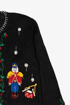 Vintage Black Nutcrackers Ugly Christmas Cardigan (1990s)