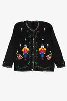 Vintage Black Nutcrackers Ugly Christmas Cardigan (1990s)