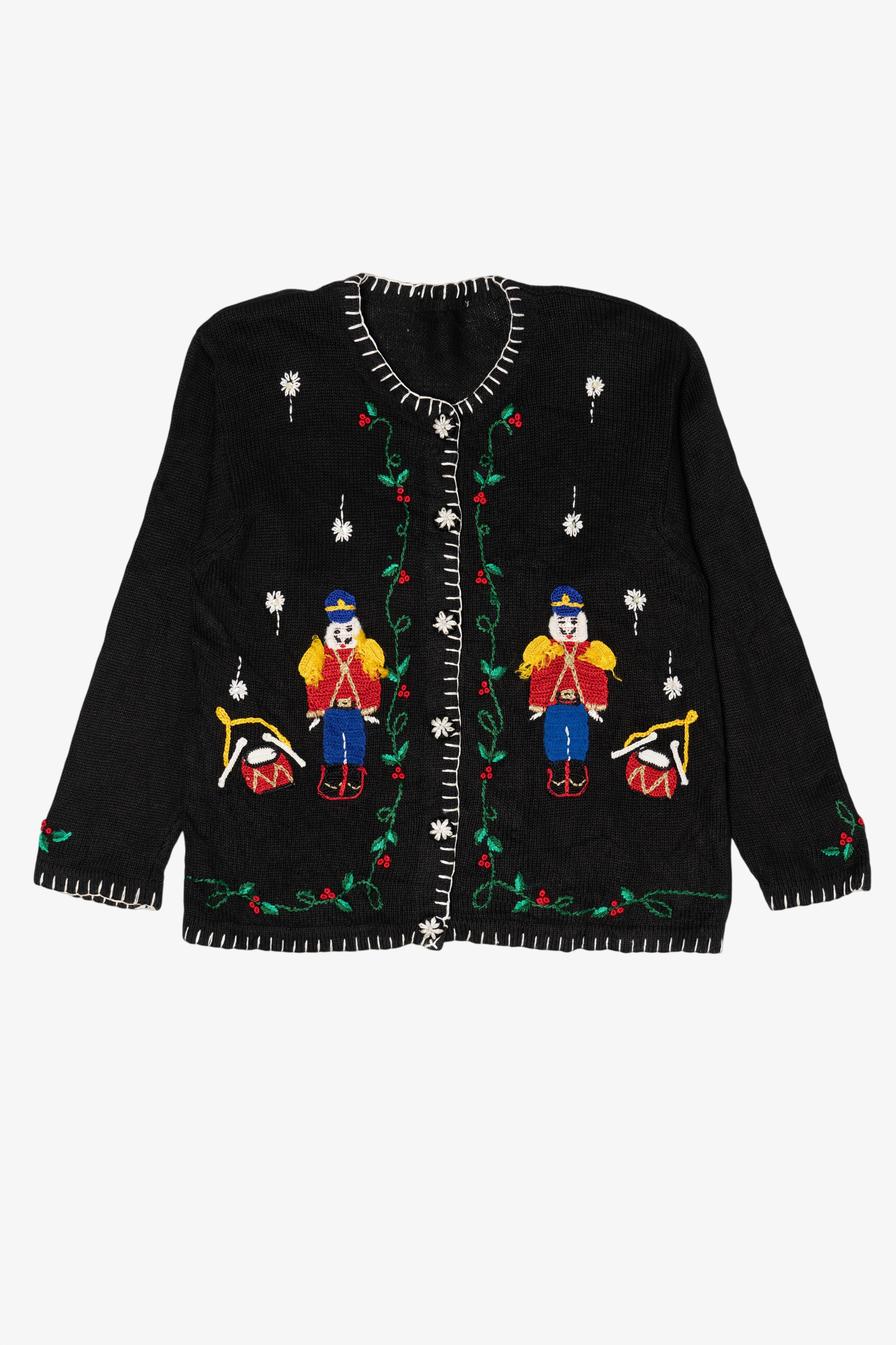 Vintage Black Nutcrackers Ugly Christmas Cardigan (1990s)