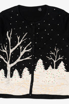 Vintage Black Snowy Landscape Ugly Christmas Cardigan (2000s)