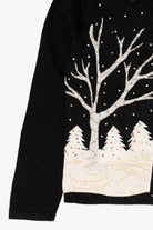 Vintage Black Snowy Landscape Ugly Christmas Cardigan (2000s)