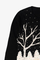 Vintage Black Snowy Landscape Ugly Christmas Cardigan (2000s)