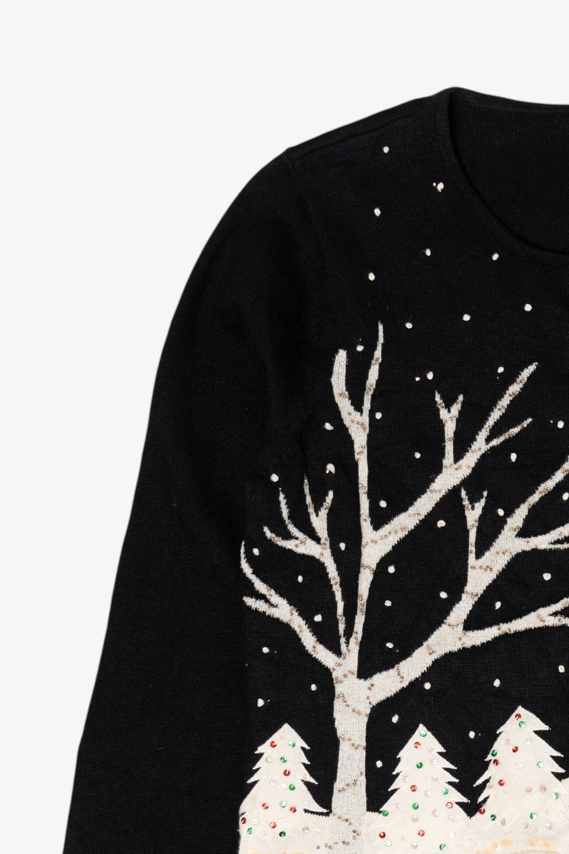 Vintage Black Snowy Landscape Ugly Christmas Cardigan (2000s)