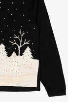 Vintage Black Snowy Landscape Ugly Christmas Cardigan (2000s)