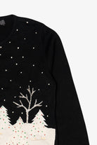 Vintage Black Snowy Landscape Ugly Christmas Cardigan (2000s)