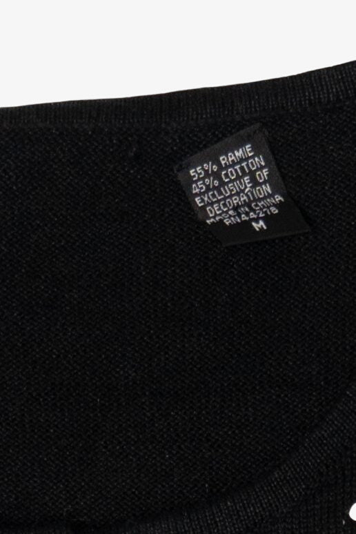 Vintage Black Snowy Landscape Ugly Christmas Cardigan (2000s)