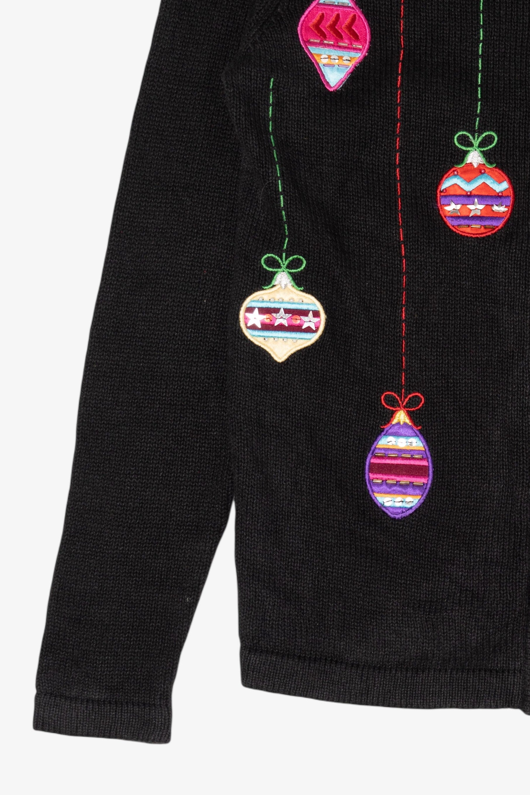 Vintage Black Bechamel Ornaments Ugly Christmas Cardigan (1990s)
