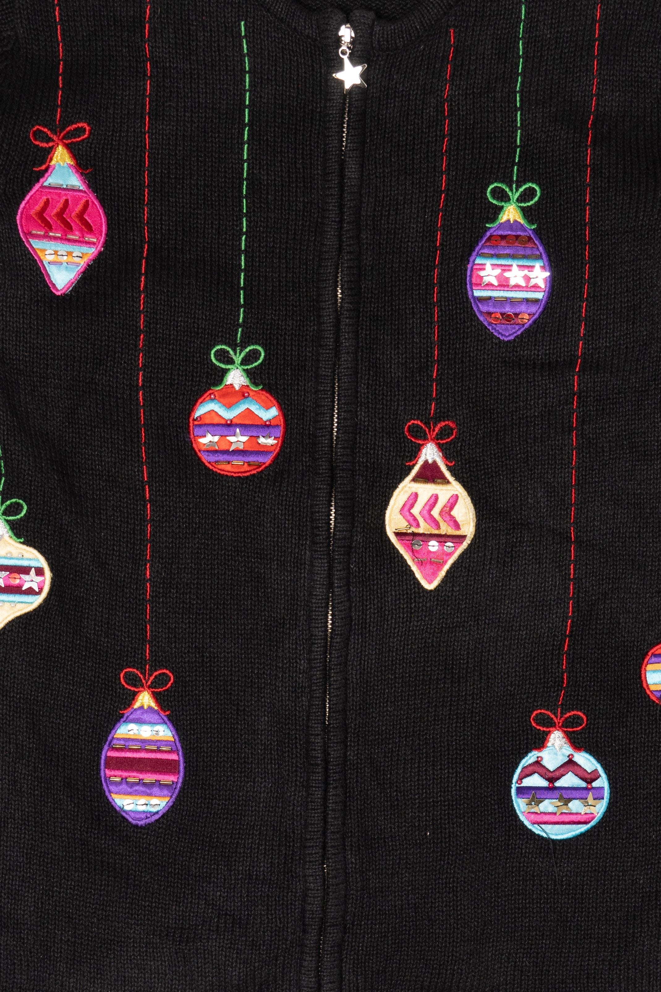 Vintage Black Bechamel Ornaments Ugly Christmas Cardigan (1990s)