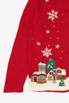 Vintage Red Holiday Editions Snowy Town Ugly Christmas Cardigan (2000s)