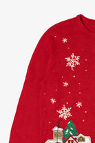 Vintage Red Holiday Editions Snowy Town Ugly Christmas Cardigan (2000s)