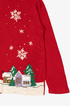 Vintage Red Holiday Editions Snowy Town Ugly Christmas Cardigan (2000s)