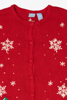 Vintage Red Holiday Editions Snowy Town Ugly Christmas Cardigan (2000s)