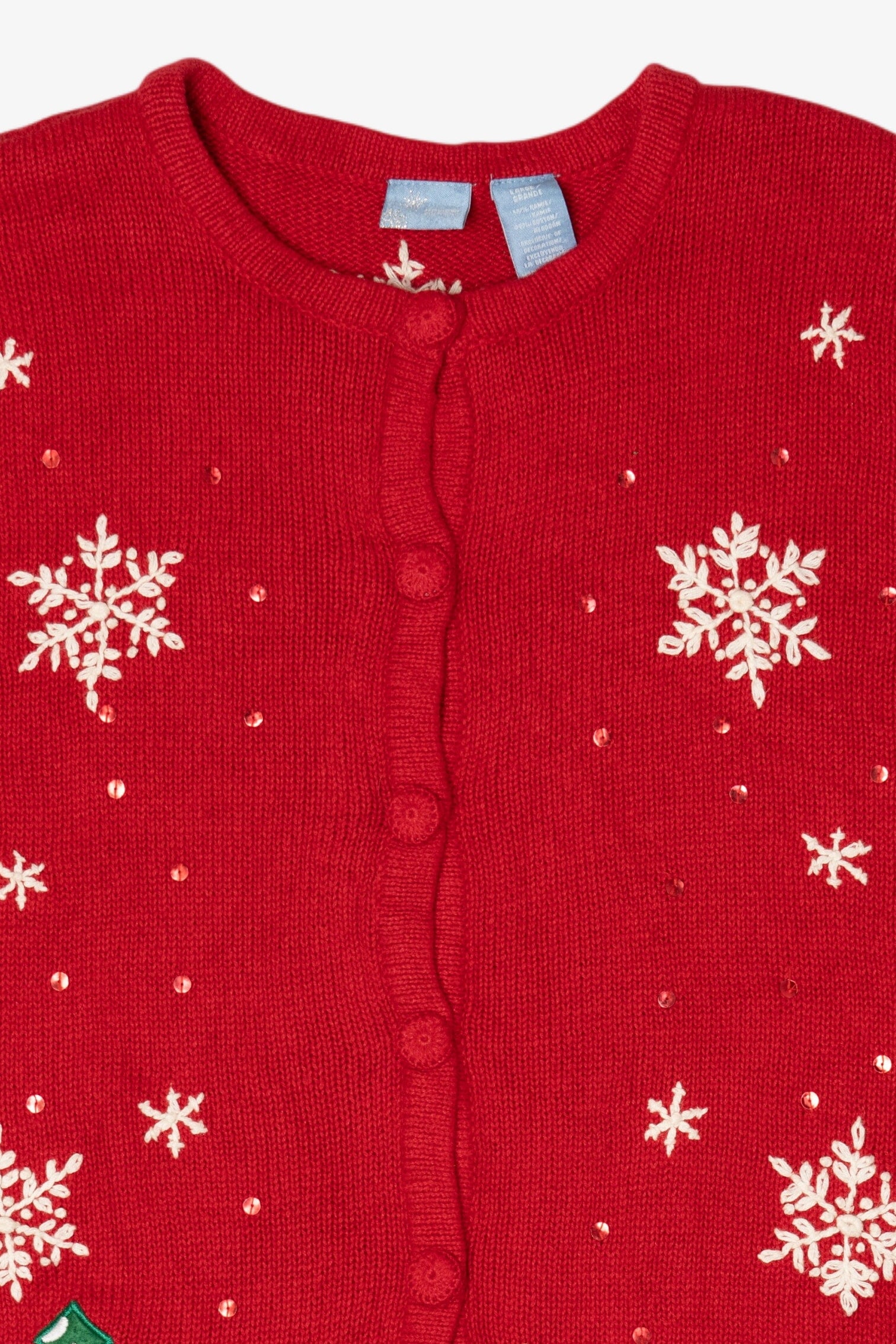 Vintage Red Holiday Editions Snowy Town Ugly Christmas Cardigan (2000s)