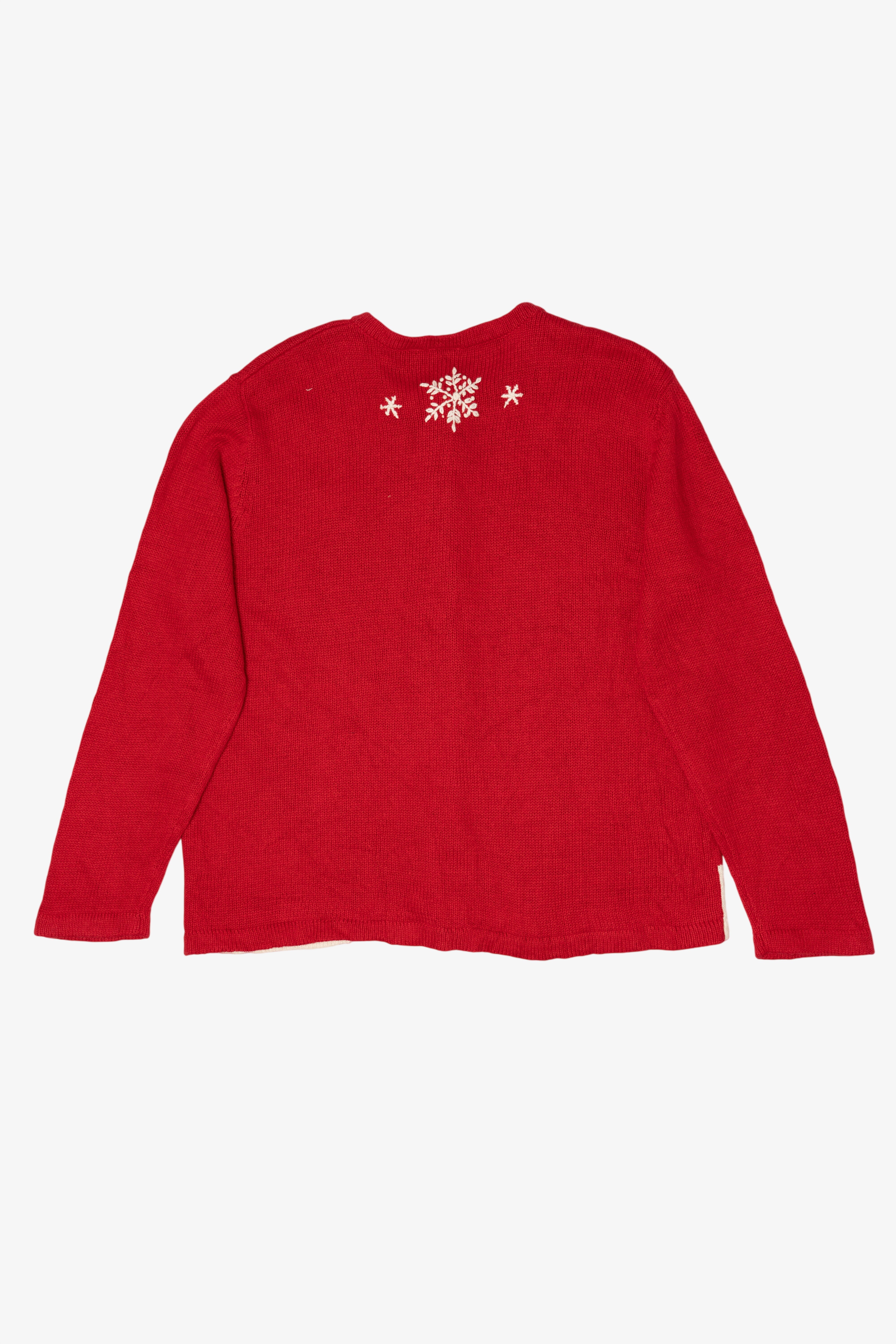 Vintage Red Holiday Editions Snowy Town Ugly Christmas Cardigan (2000s)