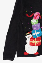 Vintage Black Tiara International Snowman With Presents Ugly Christmas Cardigan (2000s)