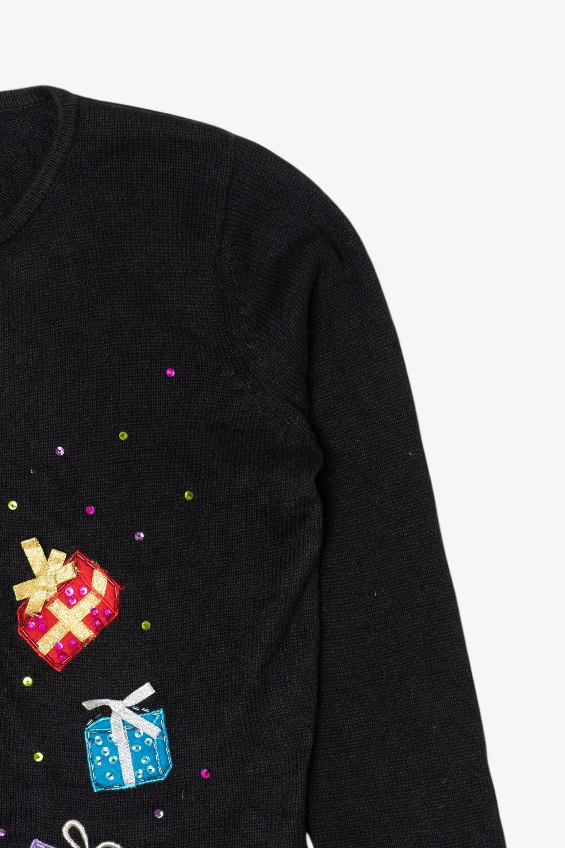 Vintage Black Tiara International Snowman With Presents Ugly Christmas Cardigan (2000s)