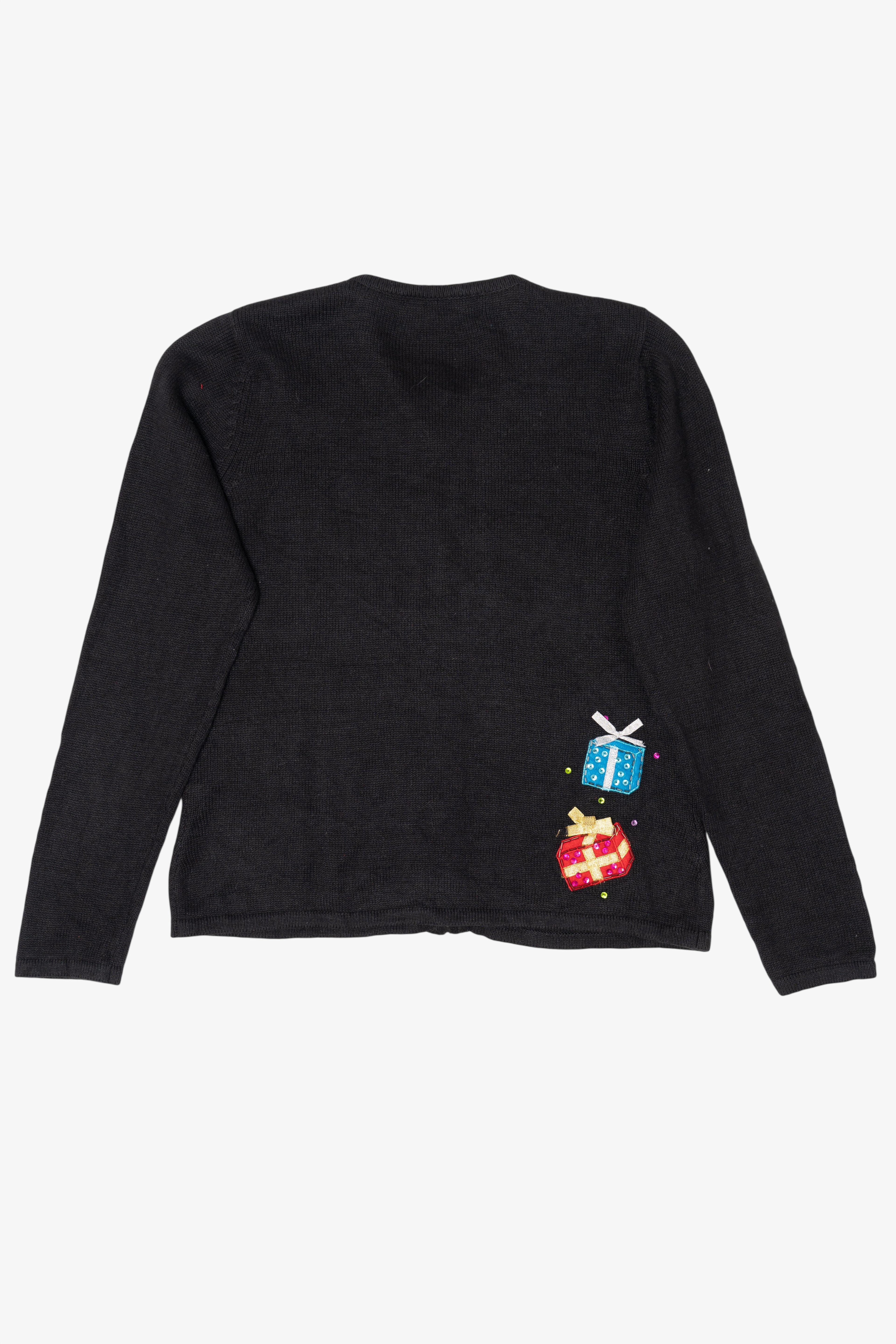 Vintage Black Tiara International Snowman With Presents Ugly Christmas Cardigan (2000s)