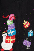 Vintage Black Tiara International Snowman With Presents Ugly Christmas Cardigan (2000s)