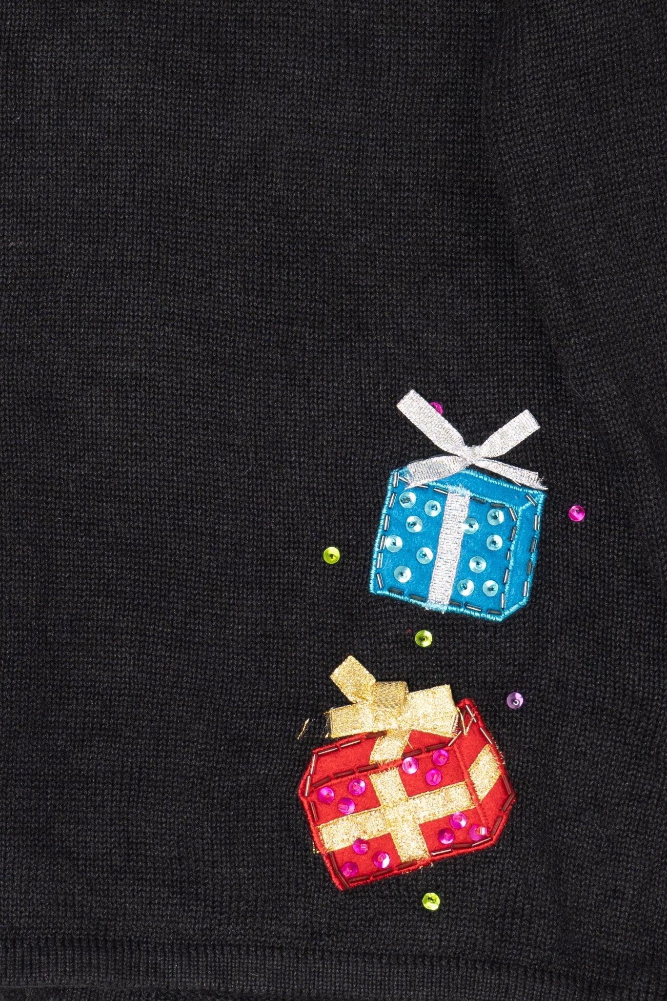 Vintage Black Tiara International Snowman With Presents Ugly Christmas Cardigan (2000s)