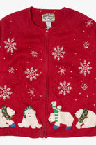 Vintage Red Heirloom Collectible Polar Bears Ugly Christmas Cardigan (2000s)