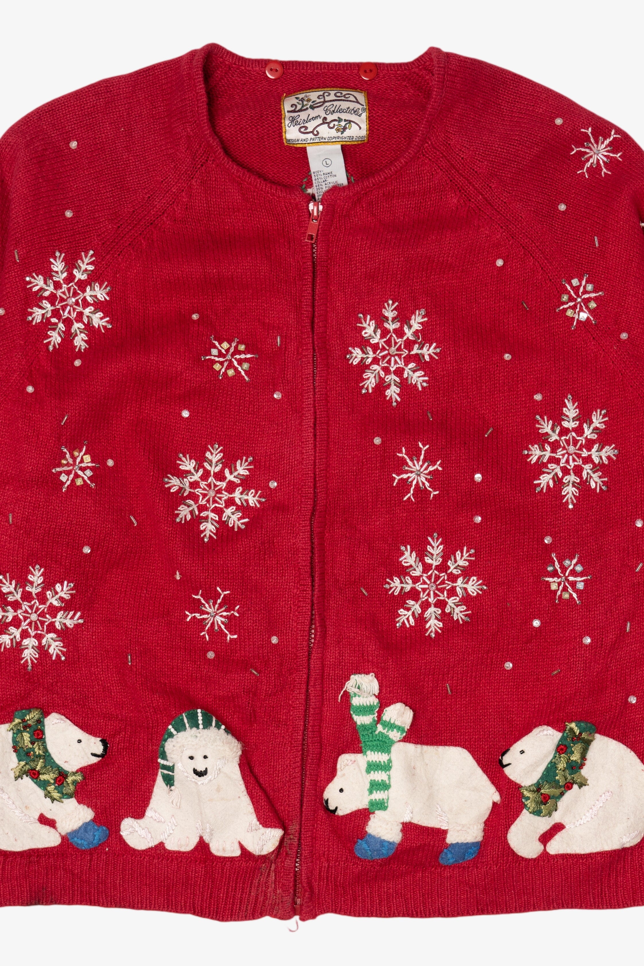 Vintage Red Heirloom Collectible Polar Bears Ugly Christmas Cardigan (2000s)