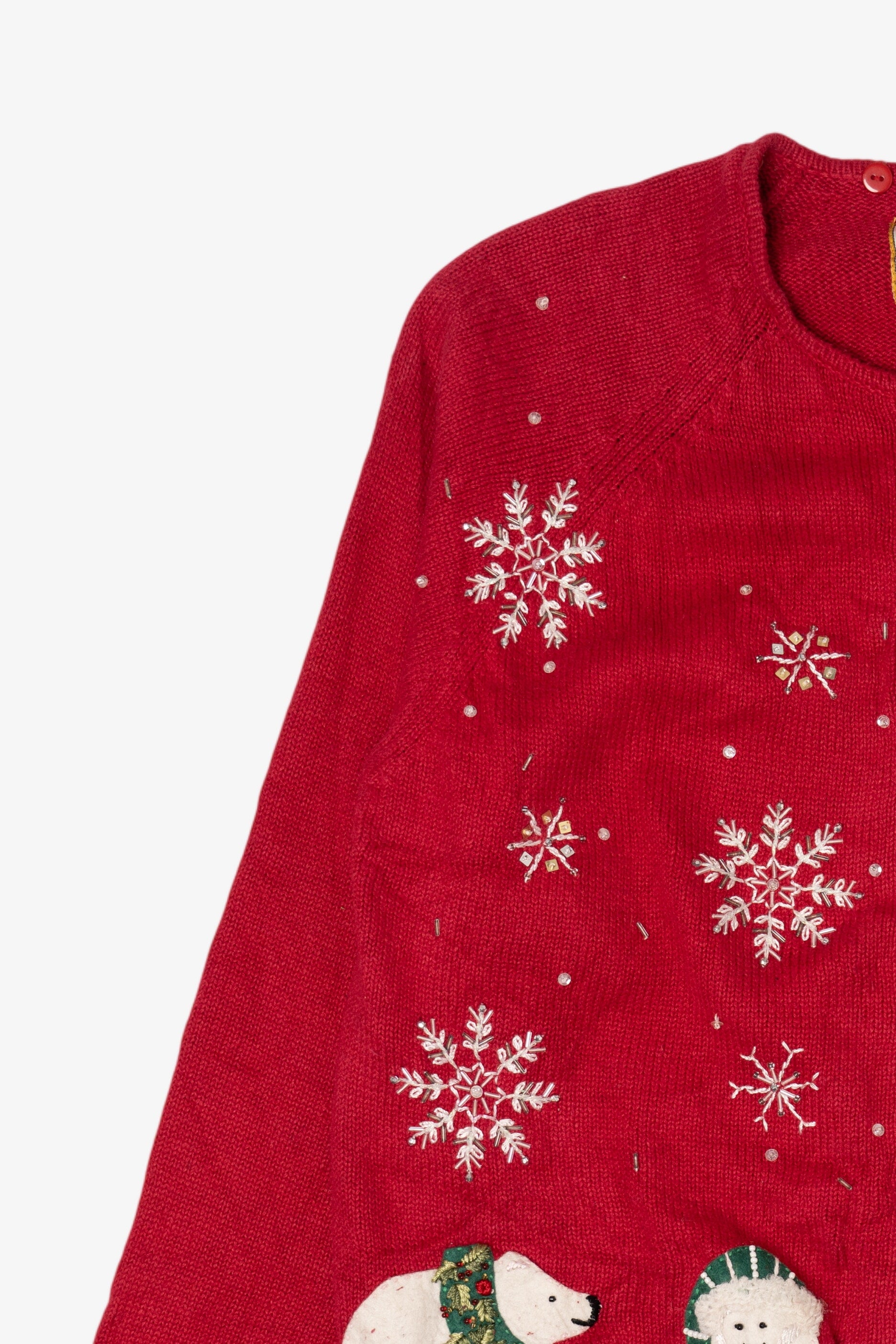 Vintage Red Heirloom Collectible Polar Bears Ugly Christmas Cardigan (2000s)