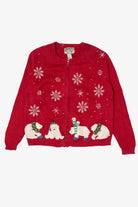 Vintage Red Heirloom Collectible Polar Bears Ugly Christmas Cardigan (2000s)