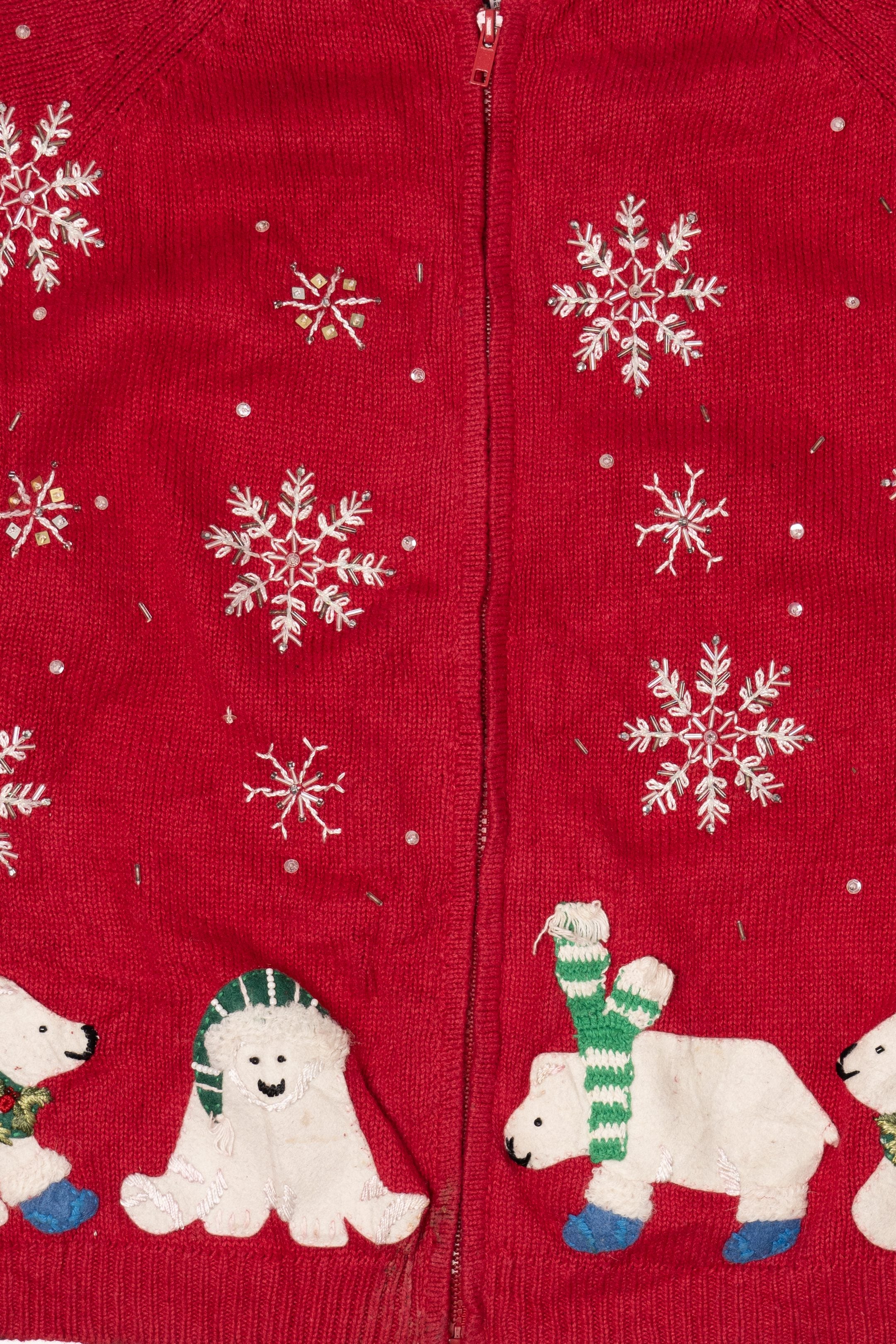 Vintage Red Heirloom Collectible Polar Bears Ugly Christmas Cardigan (2000s)