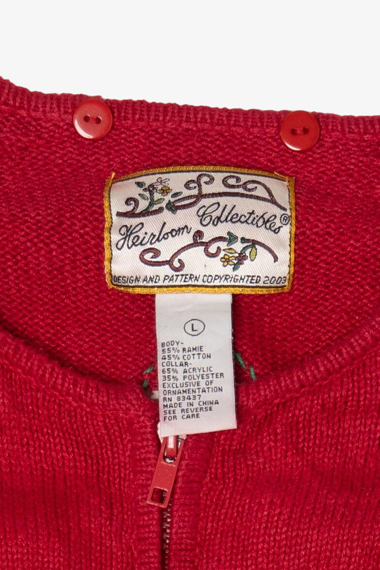 Vintage Red Heirloom Collectible Polar Bears Ugly Christmas Cardigan (2000s)