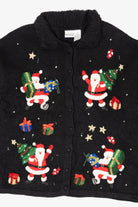Vintage Black Carolina Colours Santa Ugly Christmas Cardigan (2000s)