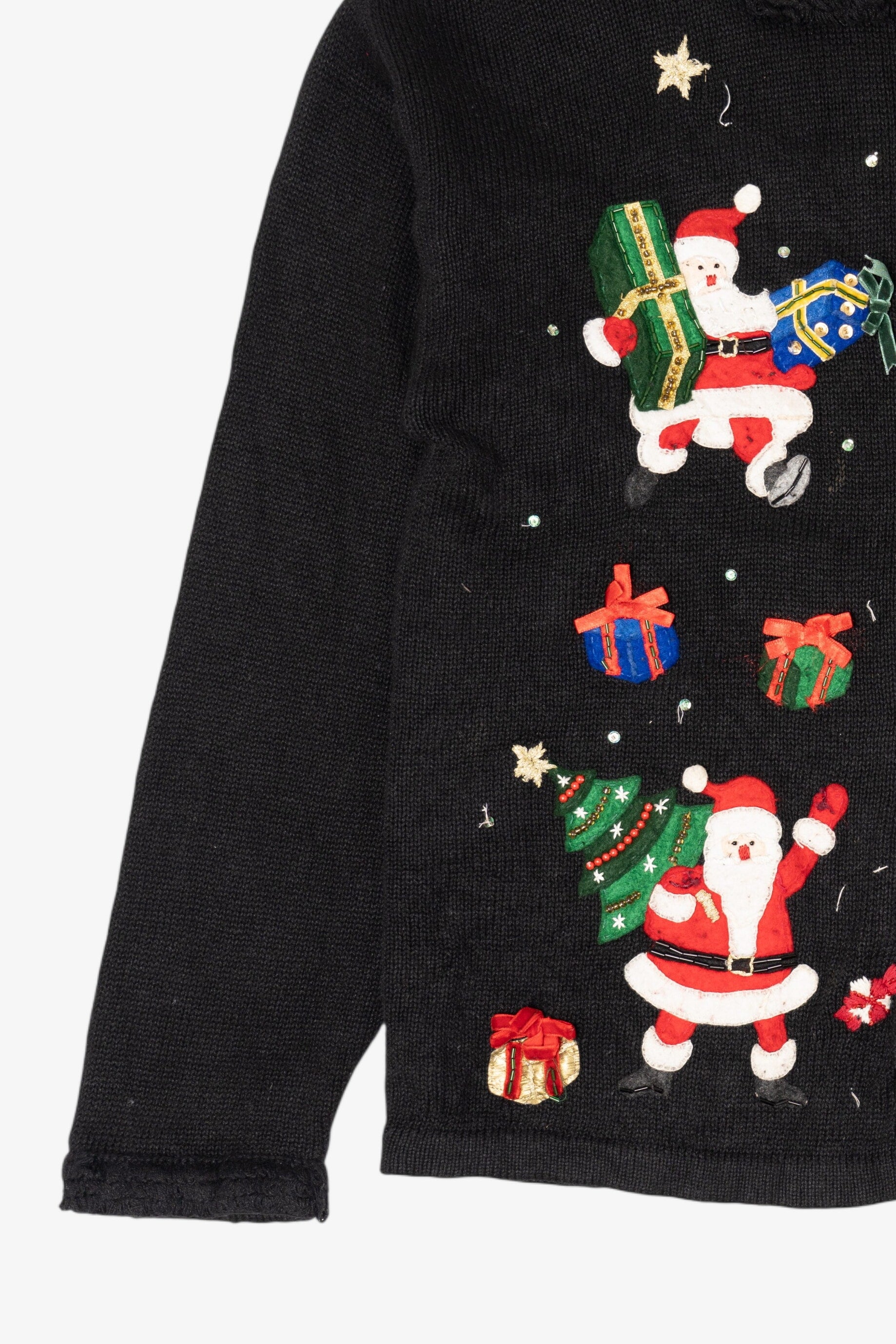 Vintage Black Carolina Colours Santa Ugly Christmas Cardigan (2000s)