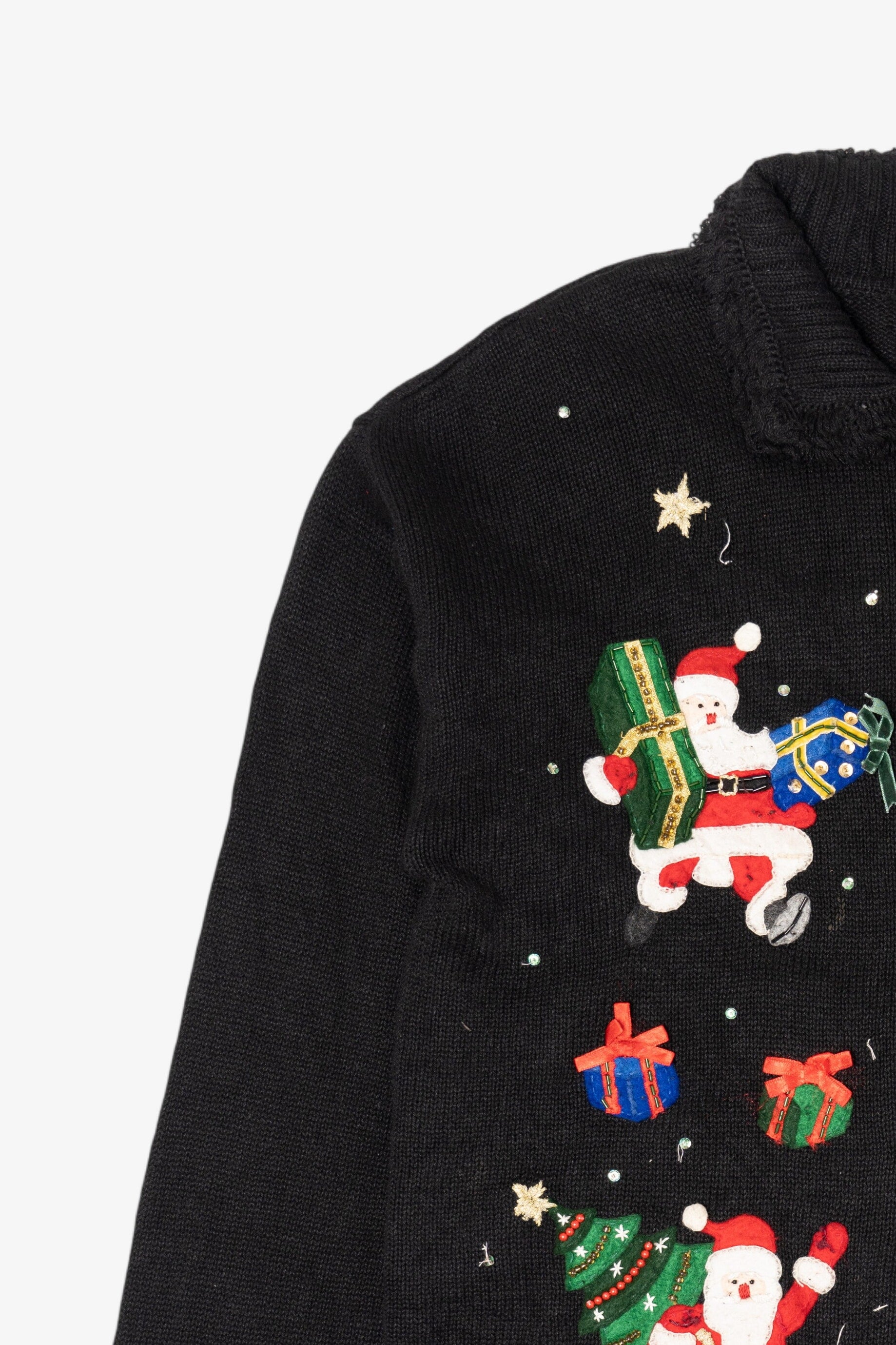 Vintage Black Carolina Colours Santa Ugly Christmas Cardigan (2000s)