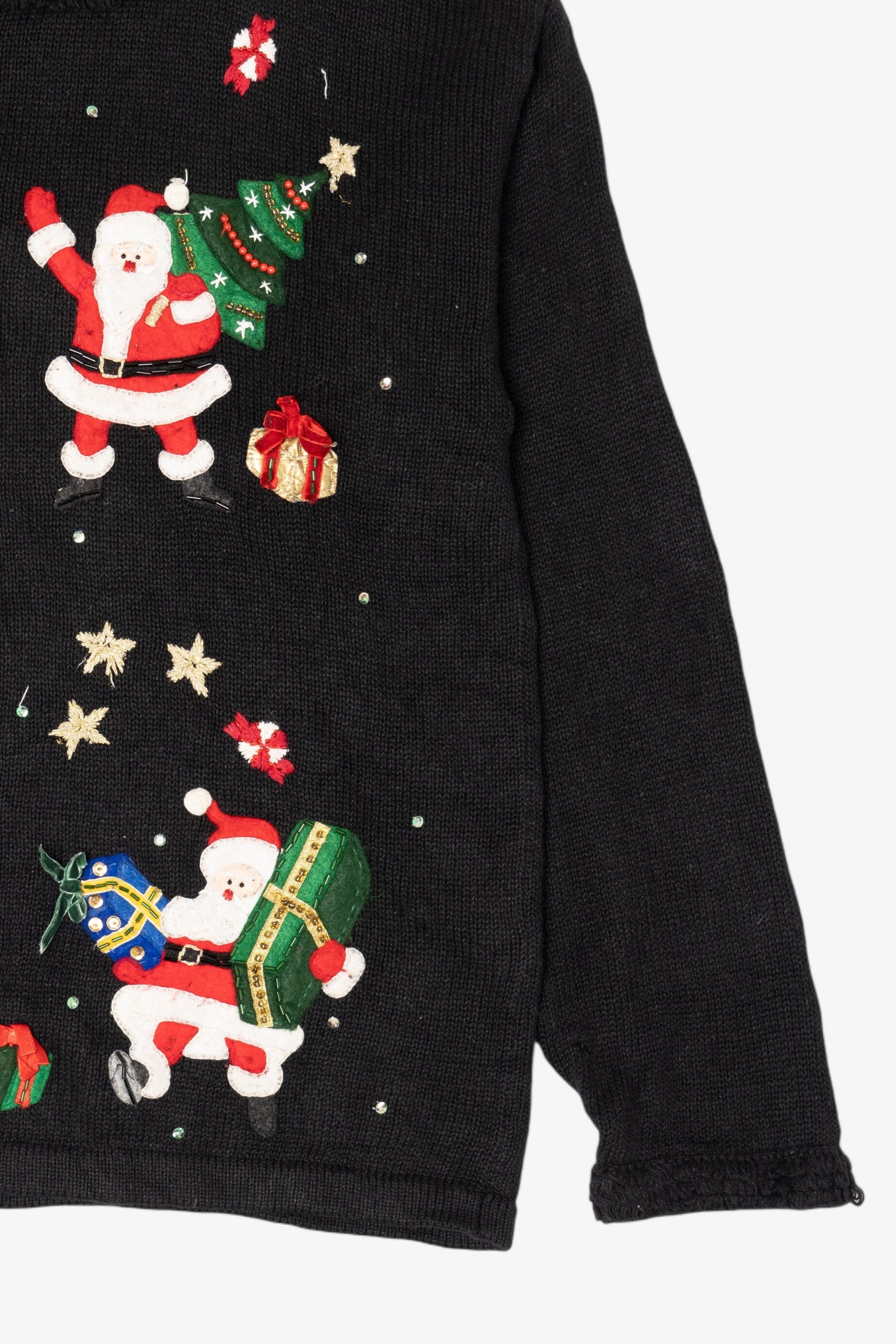Vintage Black Carolina Colours Santa Ugly Christmas Cardigan (2000s)