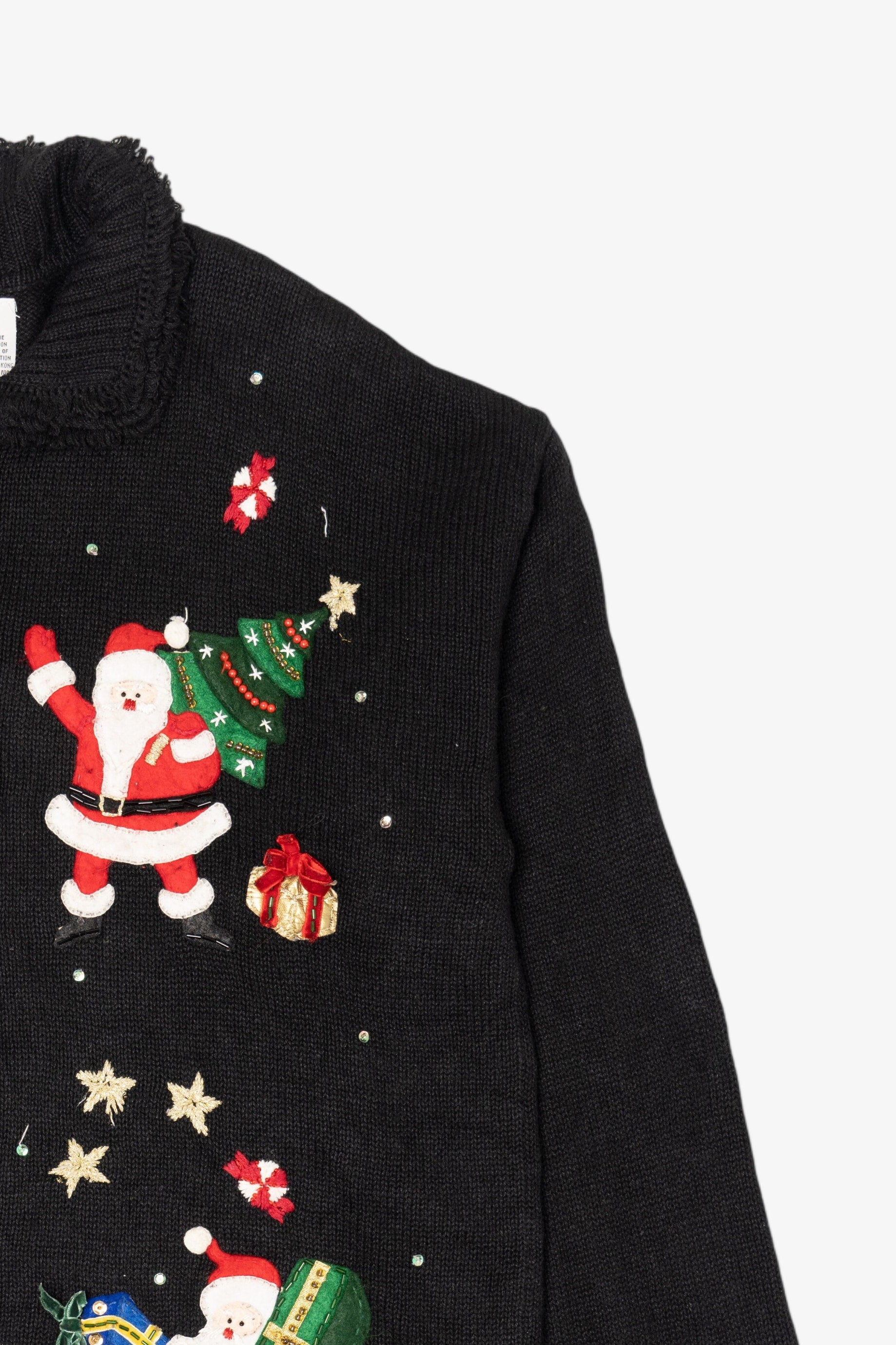 Vintage Black Carolina Colours Santa Ugly Christmas Cardigan (2000s)