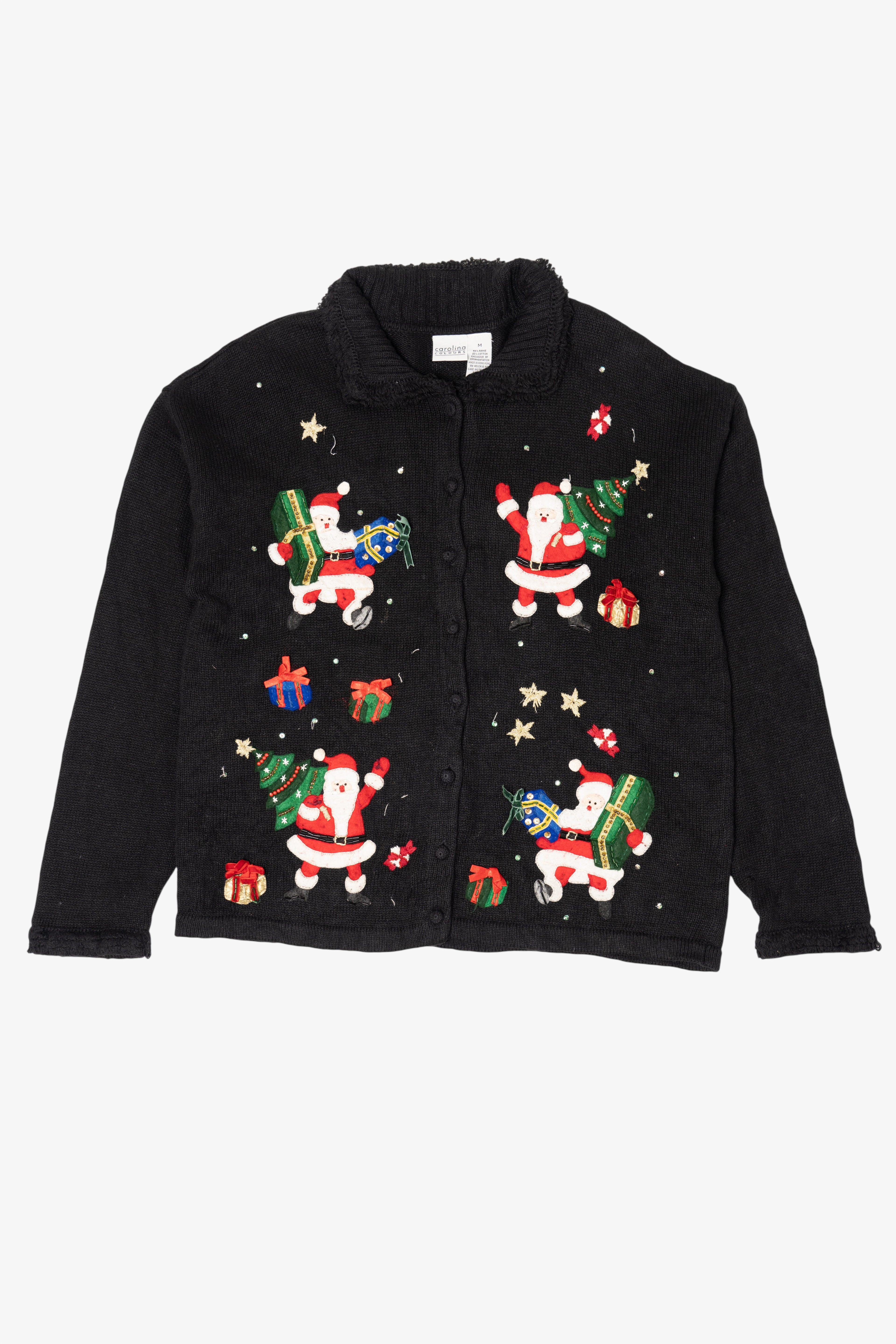 Vintage Black Carolina Colours Santa Ugly Christmas Cardigan (2000s)