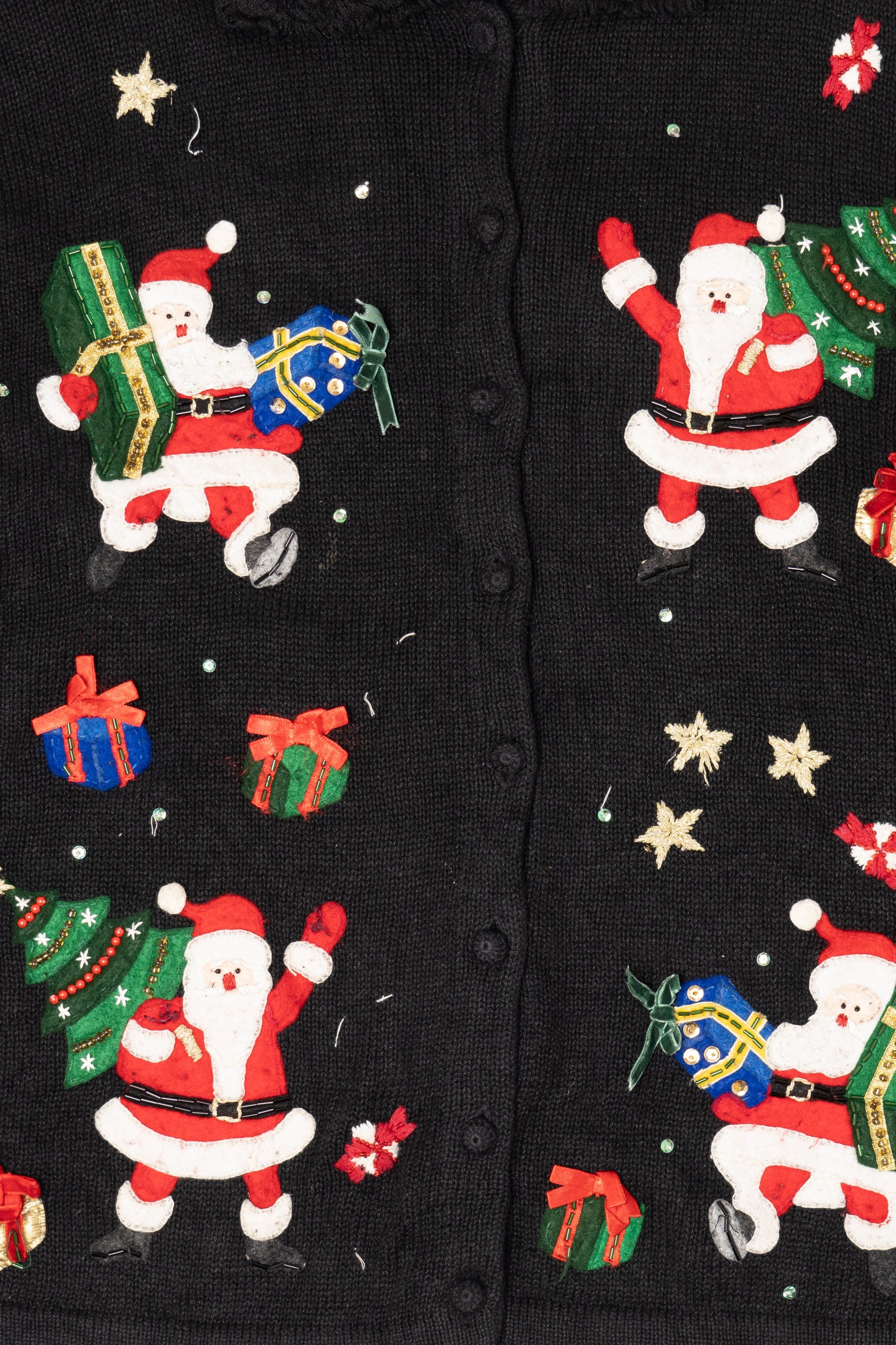 Vintage Black Carolina Colours Santa Ugly Christmas Cardigan (2000s)