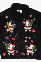 Vintage Black Carolina Colours Santas Ugly Christmas Cardigan (2000s)