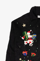 Vintage Black Carolina Colours Santas Ugly Christmas Cardigan (2000s)
