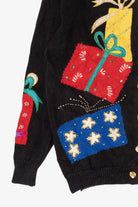 Vintage Black P'Galli Presents Ugly Christmas Cardigan (1990s)