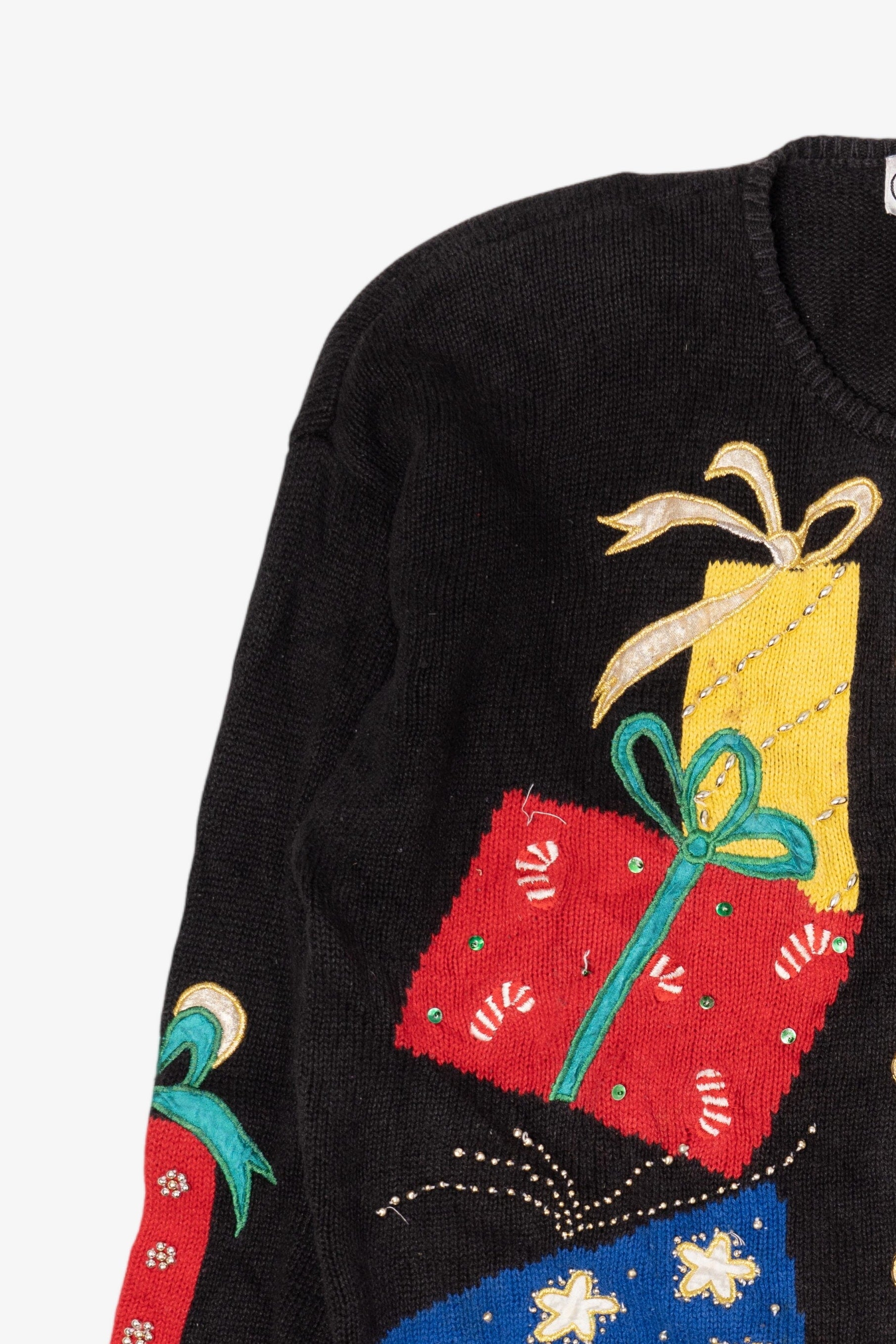 Vintage Black P'Galli Presents Ugly Christmas Cardigan (1990s)