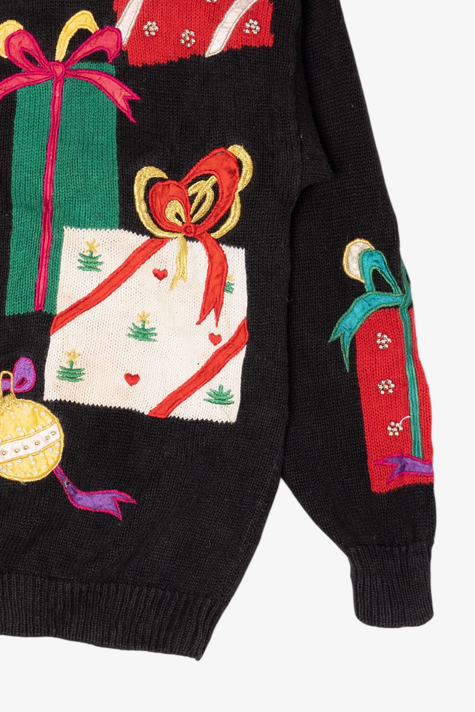Vintage Black P'Galli Presents Ugly Christmas Cardigan (1990s)