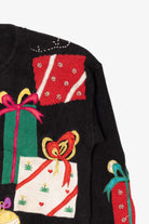 Vintage Black P'Galli Presents Ugly Christmas Cardigan (1990s)