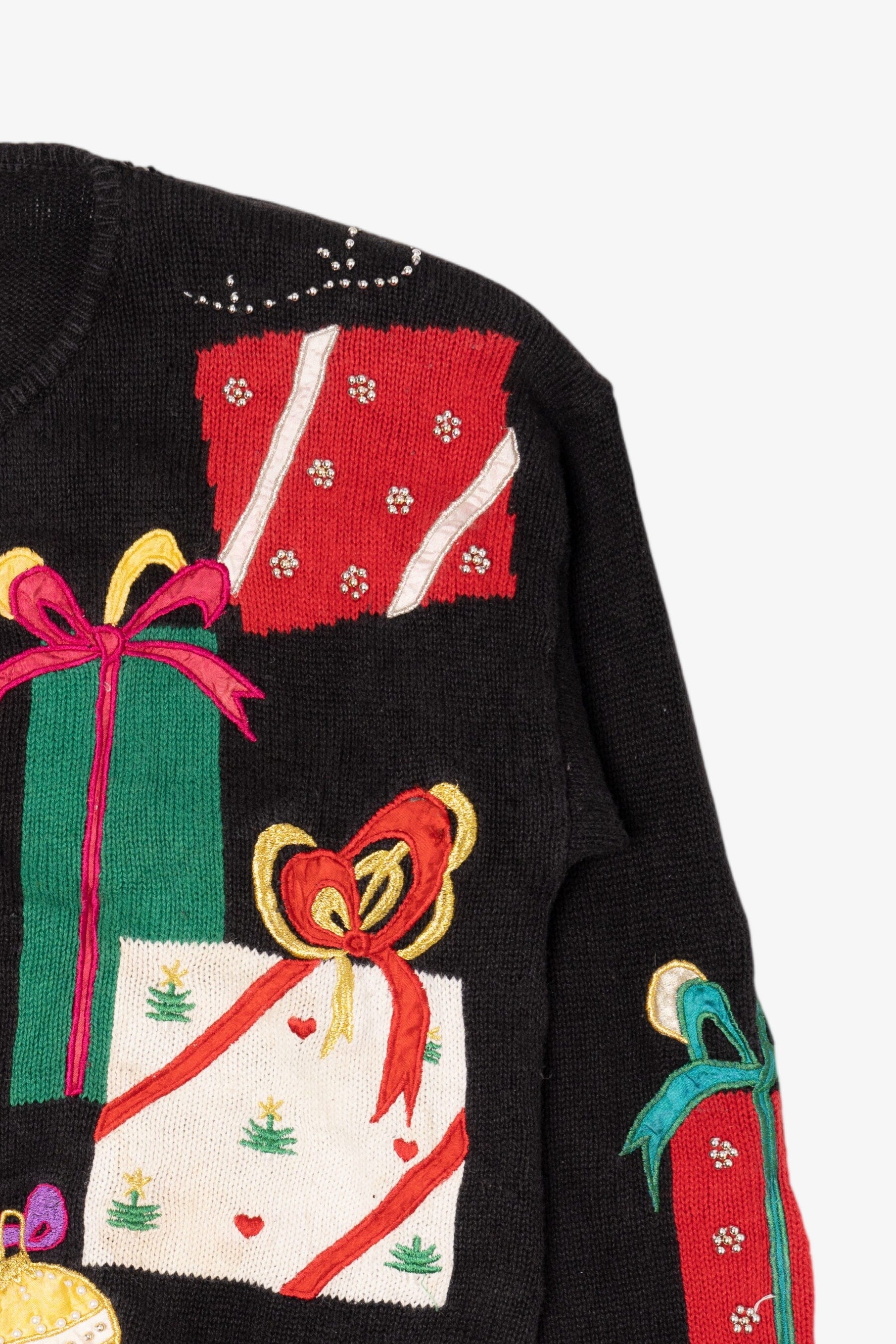 Vintage Black P'Galli Presents Ugly Christmas Cardigan (1990s)