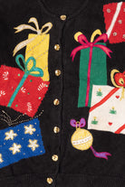 Vintage Black P'Galli Presents Ugly Christmas Cardigan (1990s)