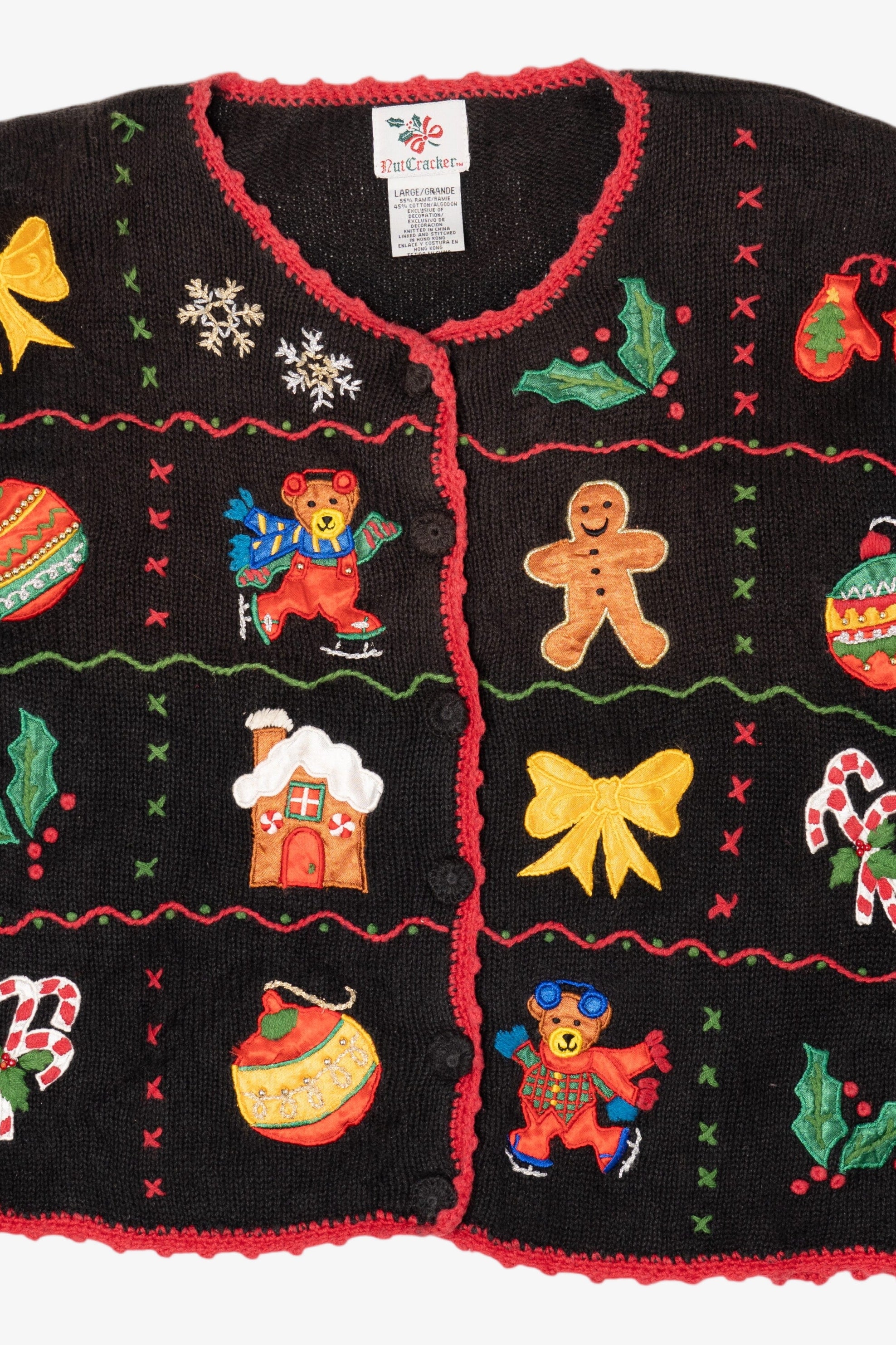 Vintage Black Nutcracker Ugly Christmas Cardigan (1990s)