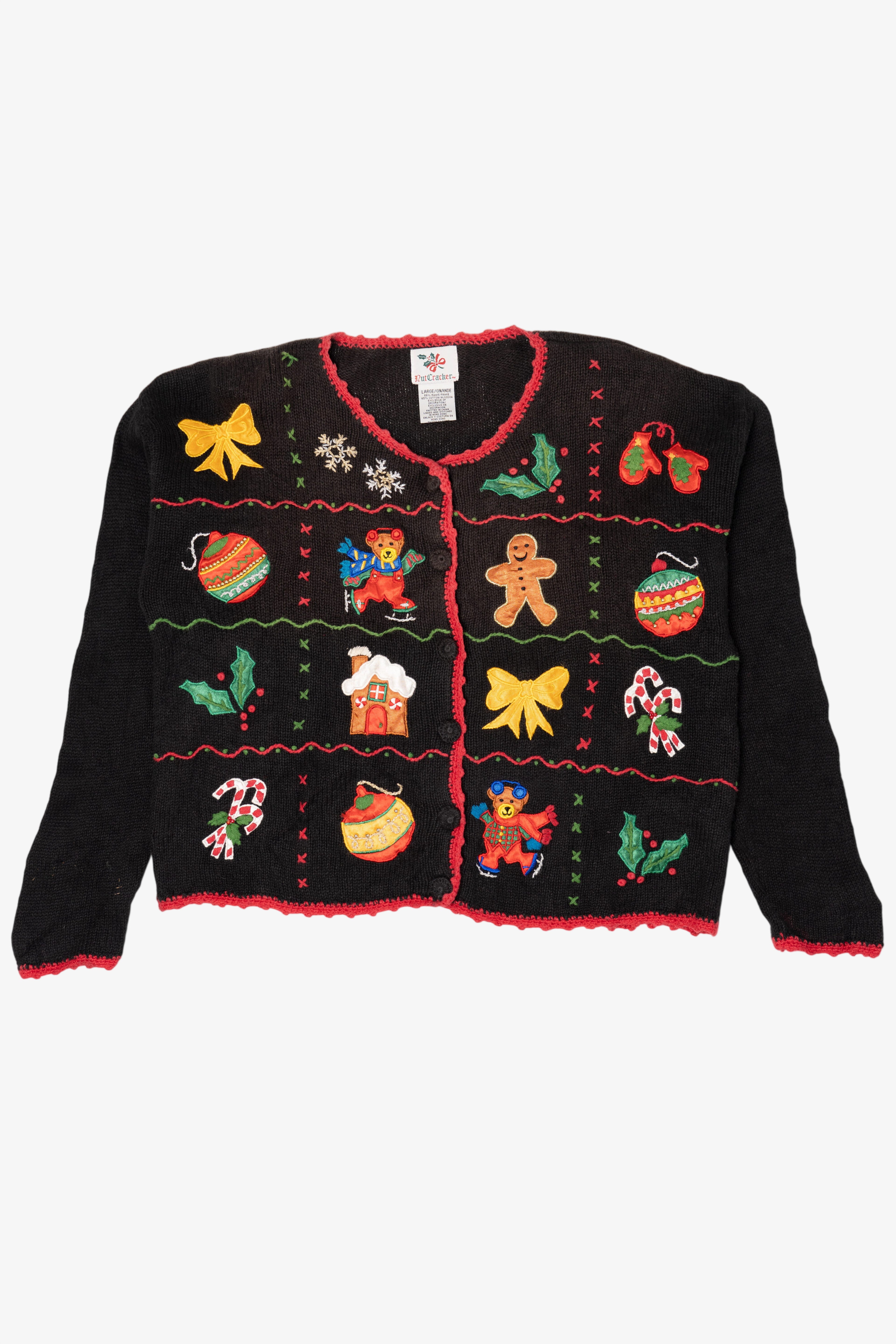 Vintage Black Nutcracker Ugly Christmas Cardigan (1990s)