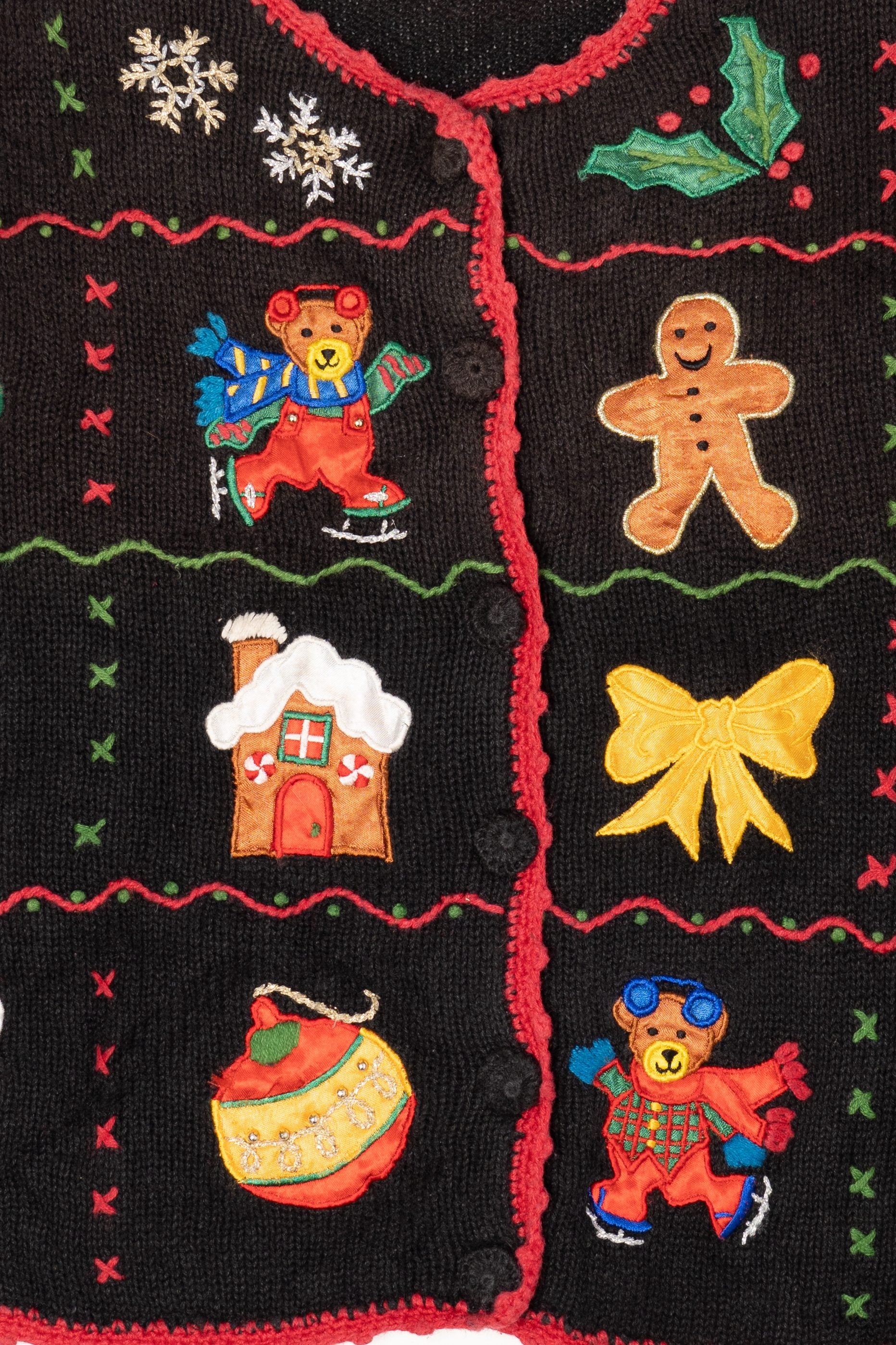 Vintage Black Nutcracker Ugly Christmas Cardigan (1990s)
