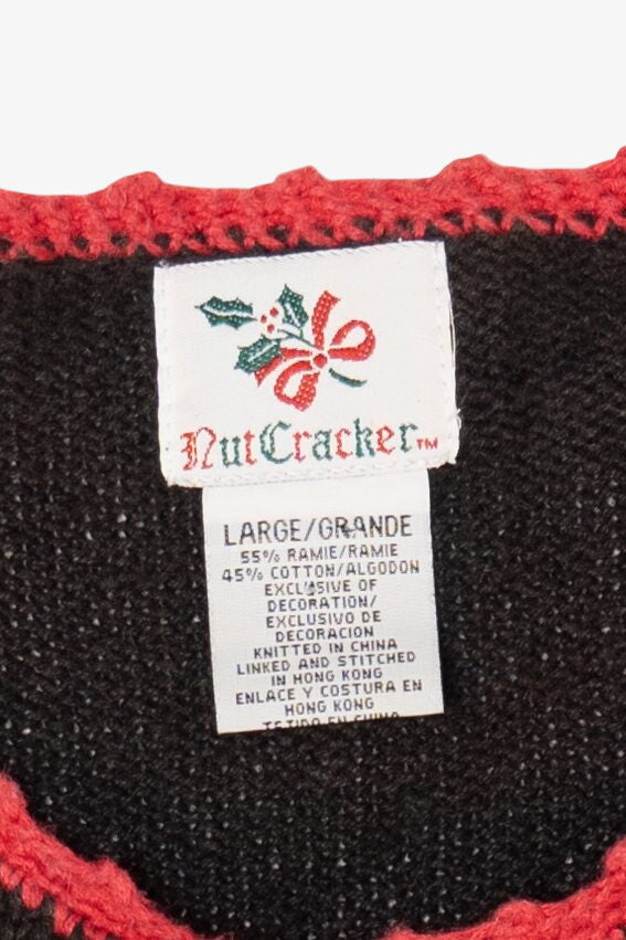Vintage Black Nutcracker Ugly Christmas Cardigan (1990s)
